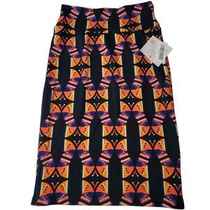 LuLaRoe Cassie Black Skirt Stretch Preppy Pencil Geometric Midi NEW Women Size S